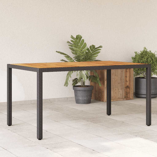 Masă grădină, blat din lemn acacia negru 150x90x75 cm poliratan - WALTI WALTI