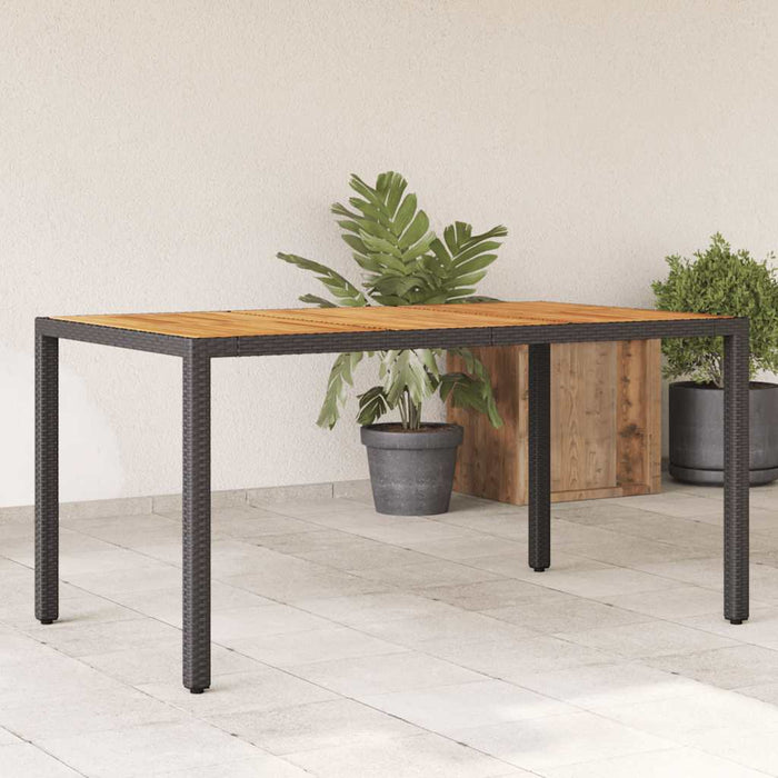 Masă grădină, blat din lemn acacia negru 150x90x75 cm poliratan - WALTI WALTI