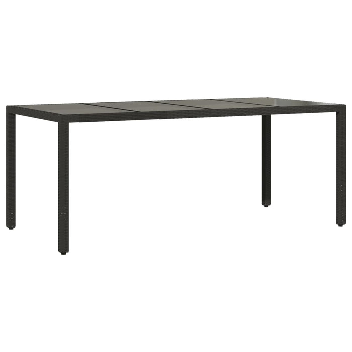 Masă grădină cu blat din sticlă, negru, 190x90x75 cm, poliratan - WALTI WALTI