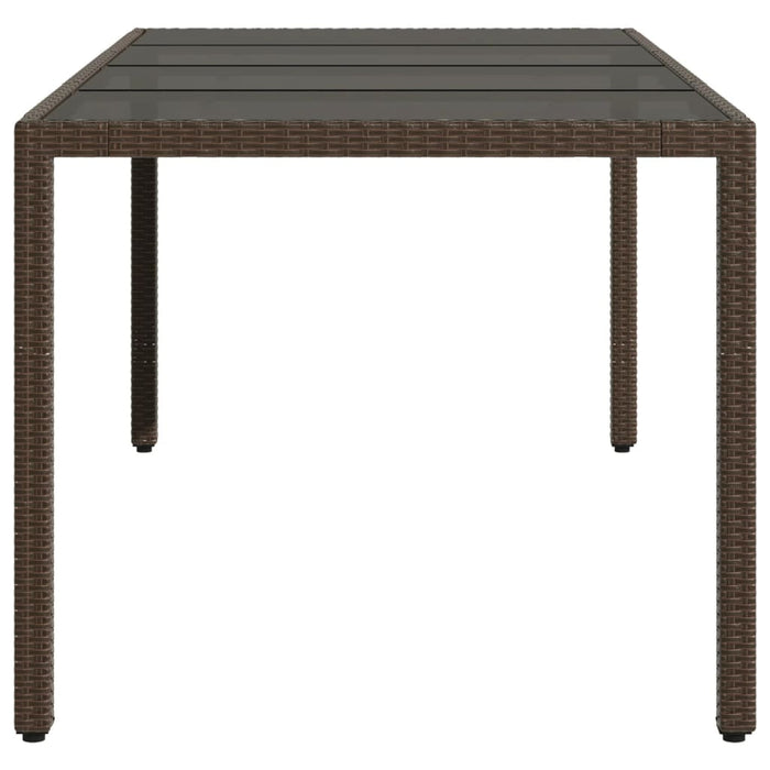 Masă de grădină cu blat din sticlă maro 190x90x75 cm poliratan - WALTI WALTI
