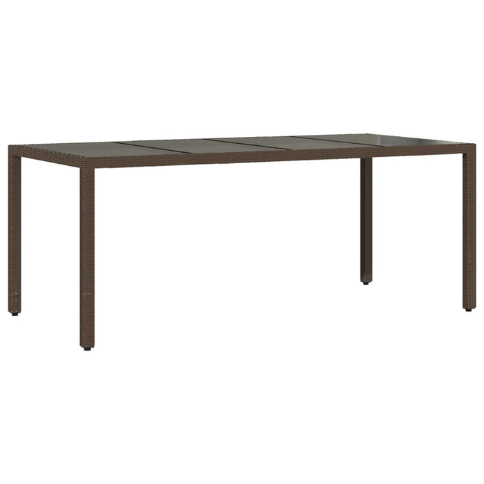 Masă de grădină cu blat din sticlă maro 190x90x75 cm poliratan - WALTI WALTI