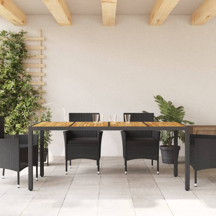Masă grădină, blat din lemn acacia negru 190x90x75 cm poliratan - WALTI WALTI