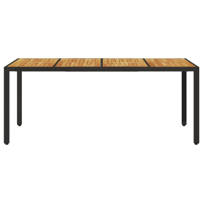 Masă grădină, blat din lemn acacia negru 190x90x75 cm poliratan - WALTI WALTI