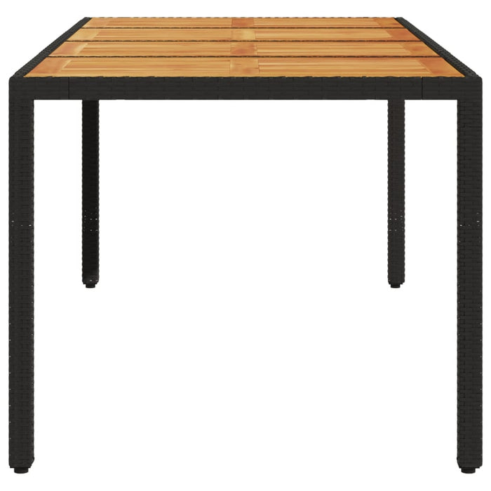 Masă grădină, blat din lemn acacia negru 190x90x75 cm poliratan - WALTI WALTI