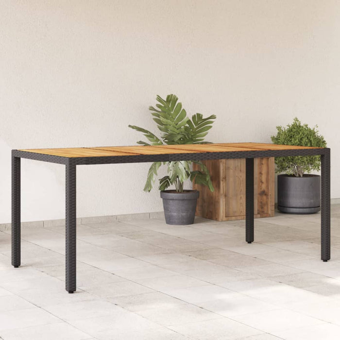 Masă grădină, blat din lemn acacia negru 190x90x75 cm poliratan - WALTI WALTI