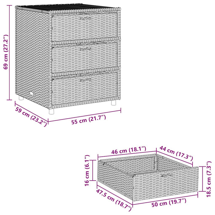 Dulap depozitare de grădină, bej, 55x59x69 cm, poliratan - WALTI WALTI