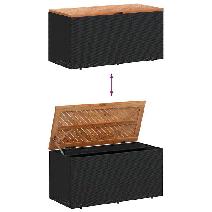 Ladă depozitare grădină negru 110x50x54cm lemn acacia/poliratan - WALTI WALTI