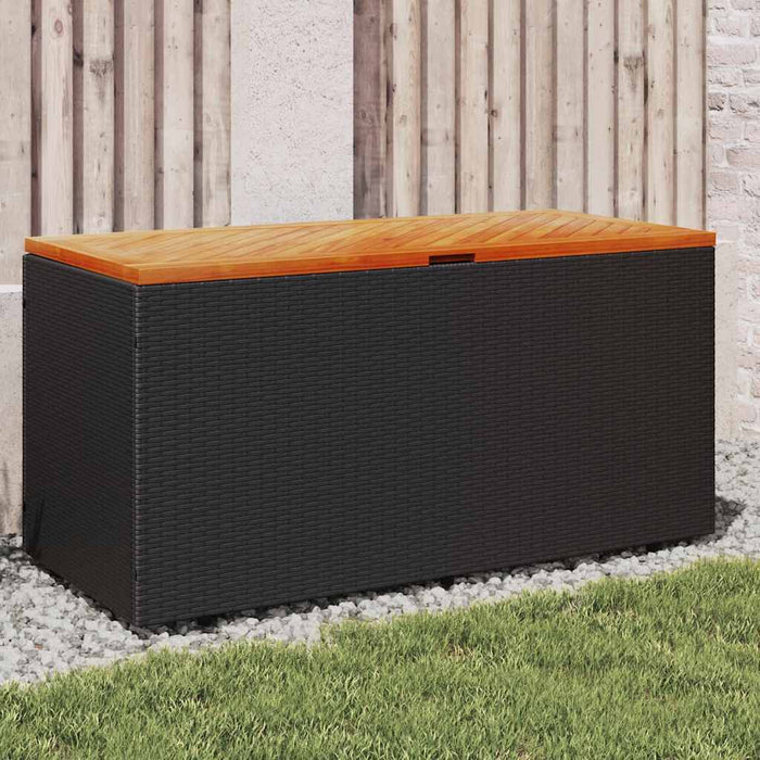 Ladă depozitare grădină negru 110x50x54cm lemn acacia/poliratan - WALTI WALTI