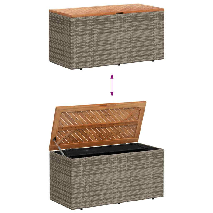 Ladă depozitare grădină gri 110x50x54 cm lemn acacia poliratan - WALTI WALTI