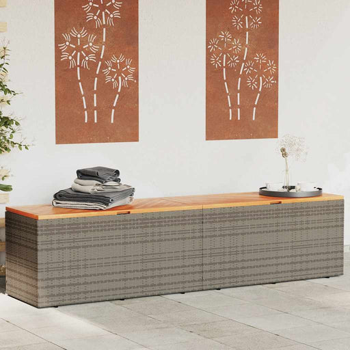 Ladă depozitare grădină gri 220x50x54 cm poliratan lemn acacia - WALTI WALTI