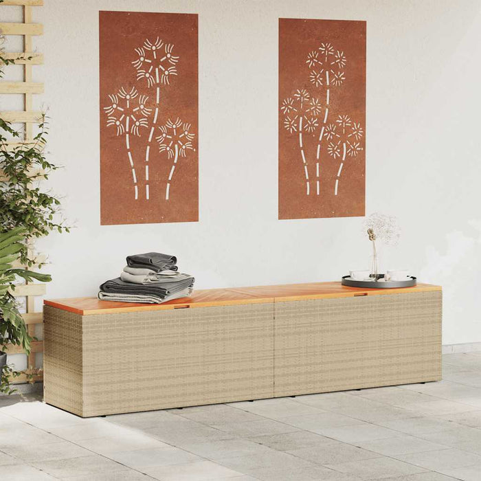 Cutie depozitare grădină bej 220x50x54 cm lemn acacia poliratan - WALTI WALTI