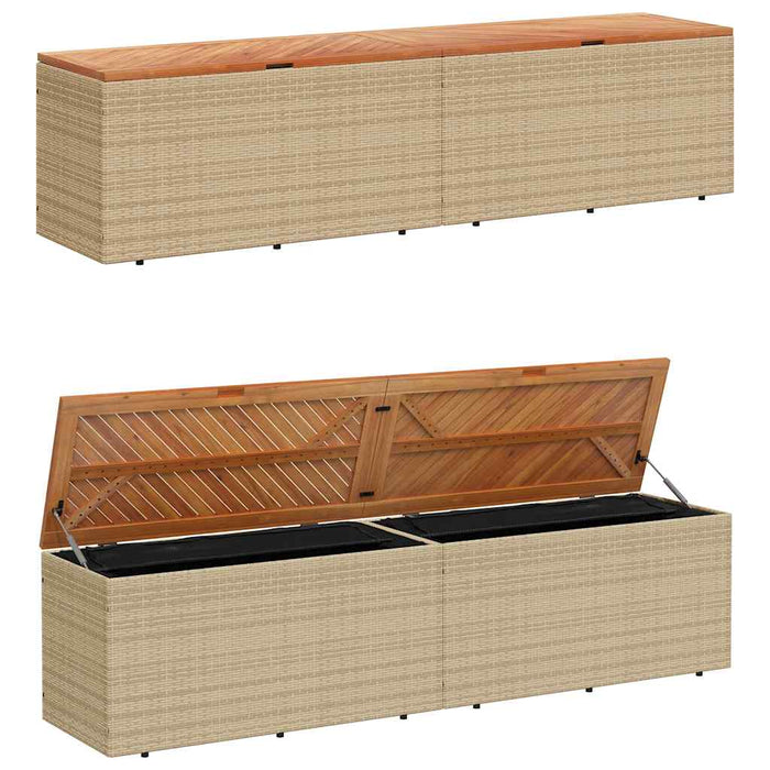 Cutie depozitare grădină bej 220x50x54 cm lemn acacia poliratan - WALTI WALTI