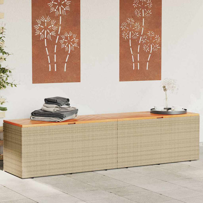 Cutie depozitare grădină bej 220x50x54 cm lemn acacia poliratan - WALTI WALTI