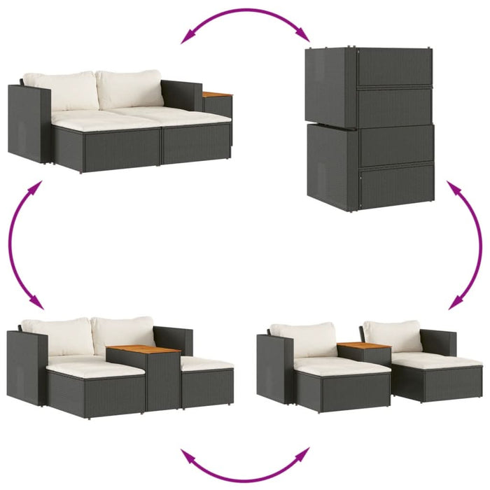 Set mobilier de grădină cu perne, 5 piese,poliratan/lemn acacia - WALTI WALTI