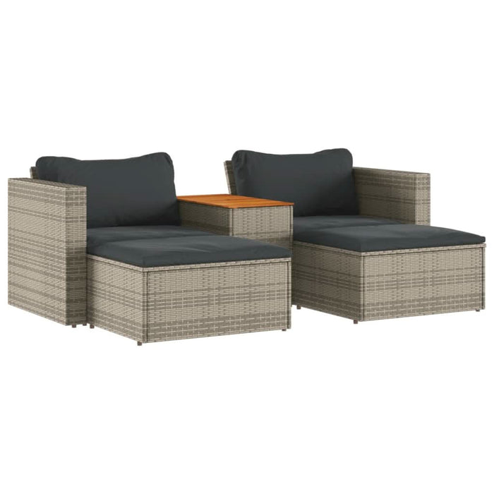 Set canapea de grădină cu perne, 5 piese, poliratan/lemn acacia - WALTI WALTI
