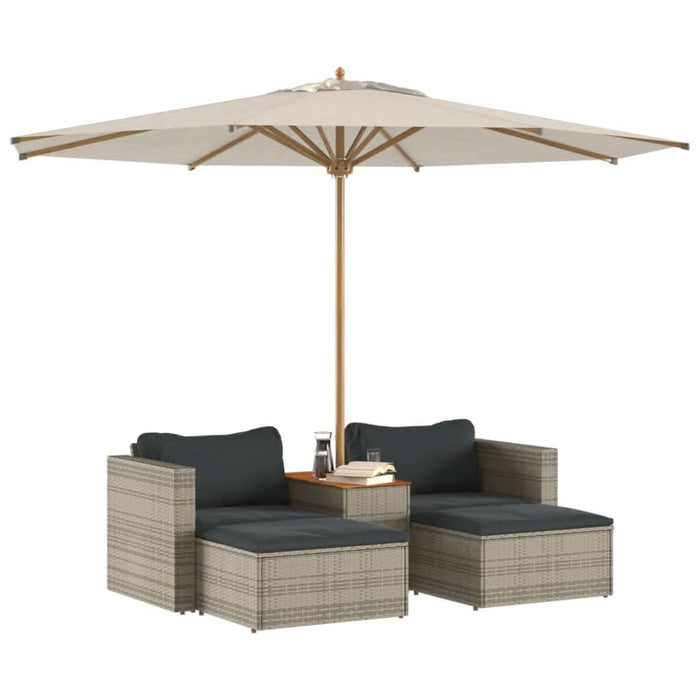 Set canapea de grădină cu perne, 5 piese, poliratan/lemn acacia - WALTI WALTI