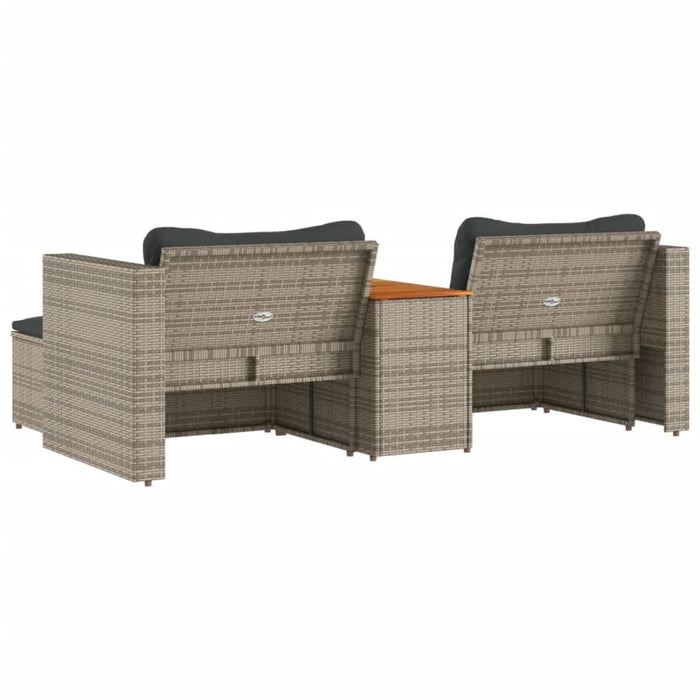 Set canapea de grădină cu perne, 5 piese, poliratan/lemn acacia - WALTI WALTI