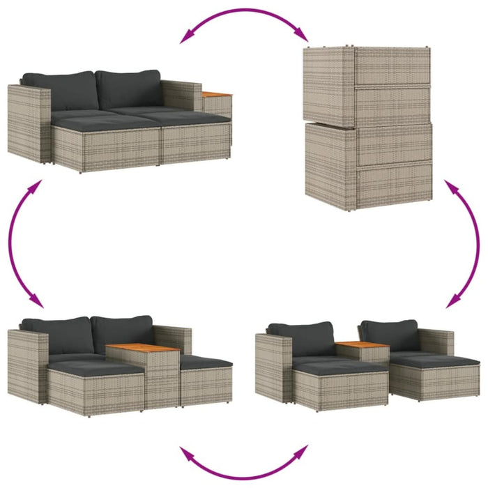 Set canapea de grădină cu perne, 5 piese, poliratan/lemn acacia - WALTI WALTI