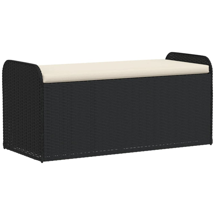 Bancă de depozitare cu pernă, negru, 115x51x52 cm, poliratan - WALTI WALTI