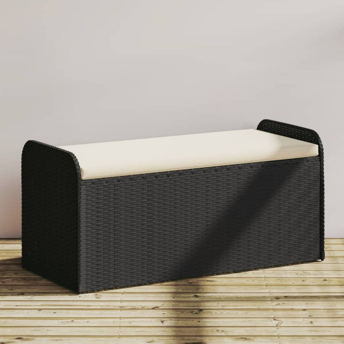 Bancă de depozitare cu pernă, negru, 115x51x52 cm, poliratan - WALTI WALTI