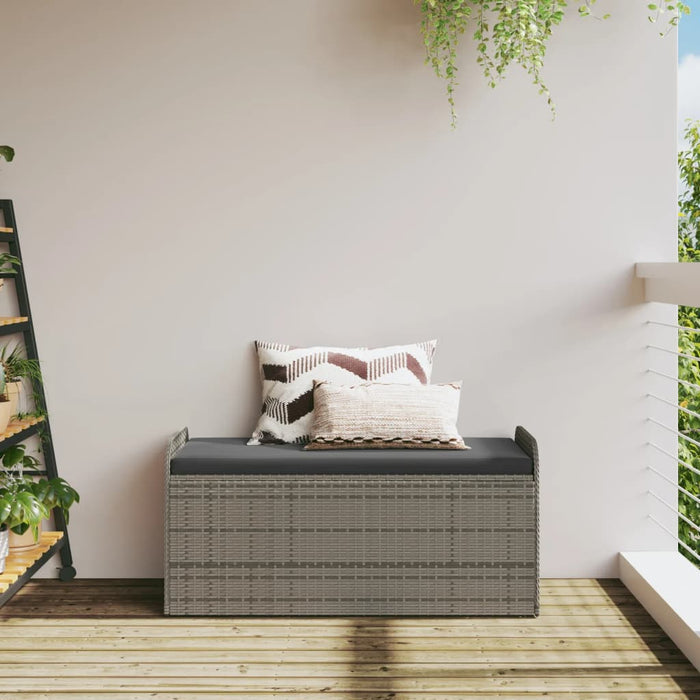 Bancă de depozitare cu pernă, gri, 115x51x52 cm, poliratan - WALTI WALTI