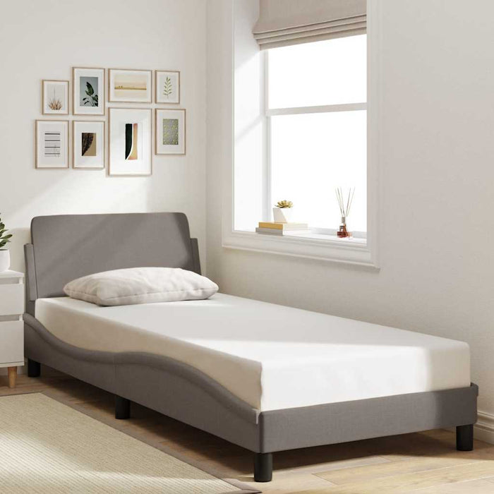 Cadru de pat cu tăblie, Dover, taupe, 80x200 cm, textil WALTI