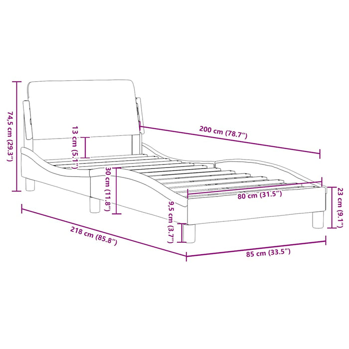 Cadru de pat, Dover, gri, 80x200 cm, piele ecologică WALTI