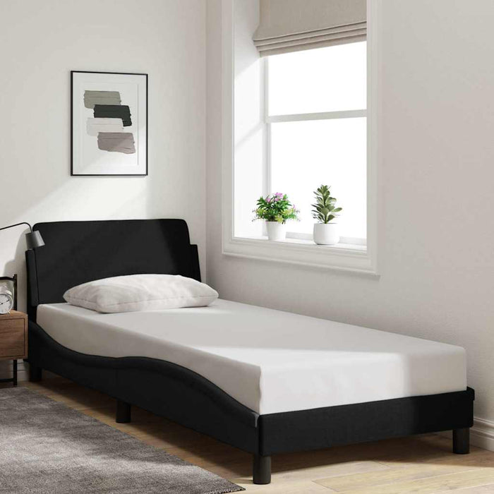 Cadru de pat cu tăblie, Dover, negru, 90x190 cm, textil WALTI