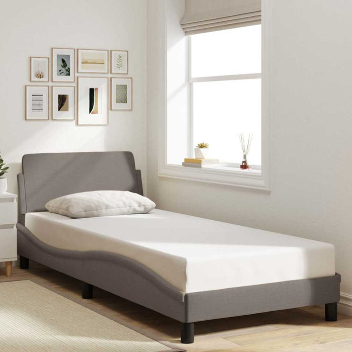 Cadru de pat cu tăblie, Dover, taupe, 90x190 cm, textil WALTI