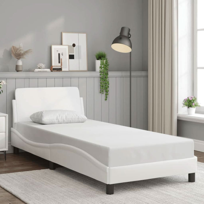 Cadru de pat cu tăblie, alb, 90x190 cm, piele ecologică - WALTI WALTI
