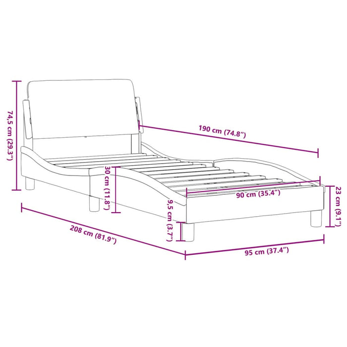Cadru de pat cu tăblie, alb, 90x190 cm, piele ecologică - WALTI WALTI