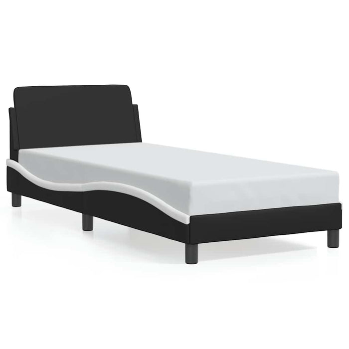Cadru de pat Dover negru și alb 90x190 cm piele artificială WALTI