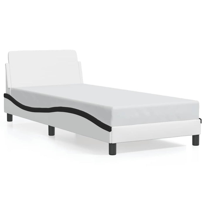 Cadru de pat Dover alb și negru 90x190 cm piele artificială WALTI