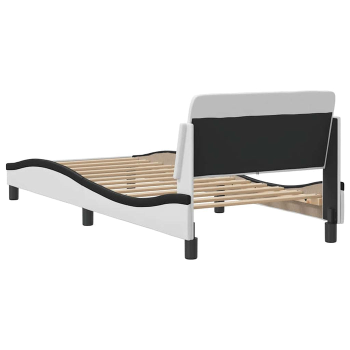 Cadru de pat Dover alb și negru 90x190 cm piele artificială WALTI