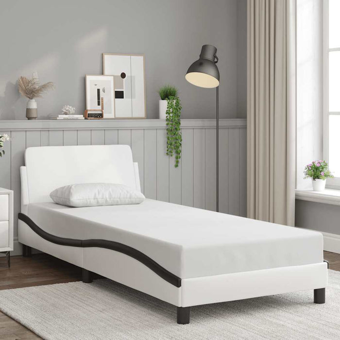 Cadru de pat Dover alb și negru 90x190 cm piele artificială WALTI