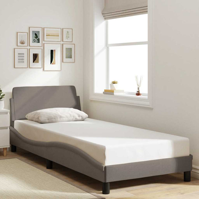 Cadru de pat cu tăblie, Dover, taupe, 90x200 cm, textil WALTI