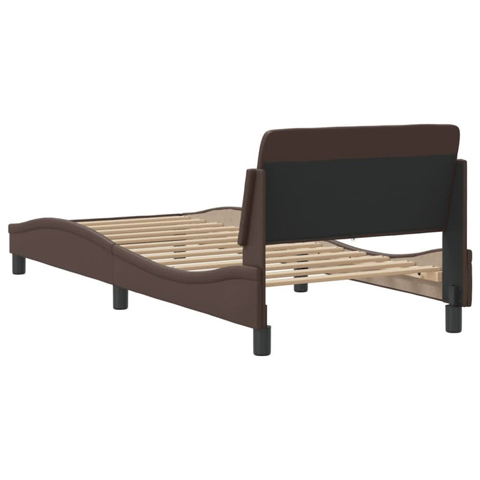 Cadru de pat cu tăblie, maro, 90x200 cm, piele ecologică - WALTI WALTI