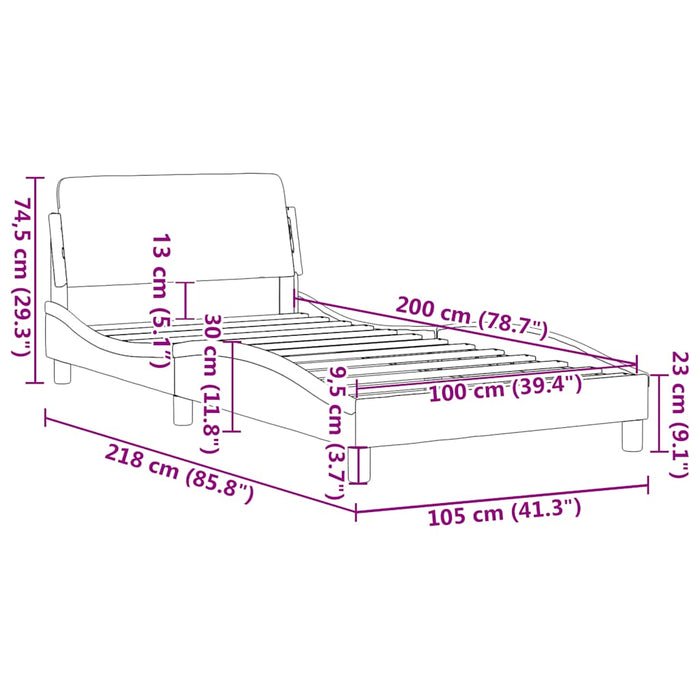 Cadru de pat, Dover, gri deschis, 100x200 cm, textil WALTI