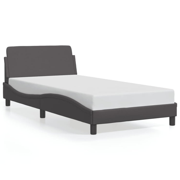 Cadru de pat cu tăblie, gri, 100x200 cm, piele ecologică - WALTI WALTI