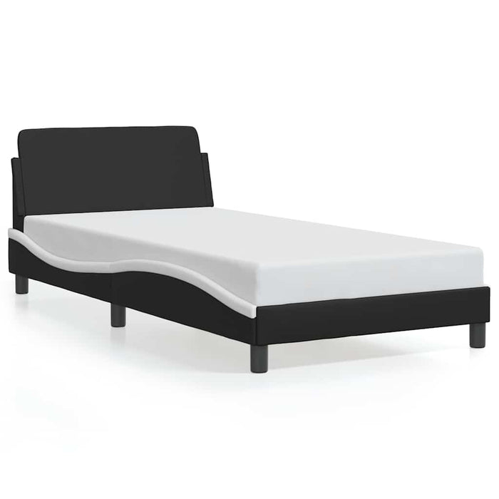Cadru de pat Dover negru și alb 100x200cm piele artificială WALTI