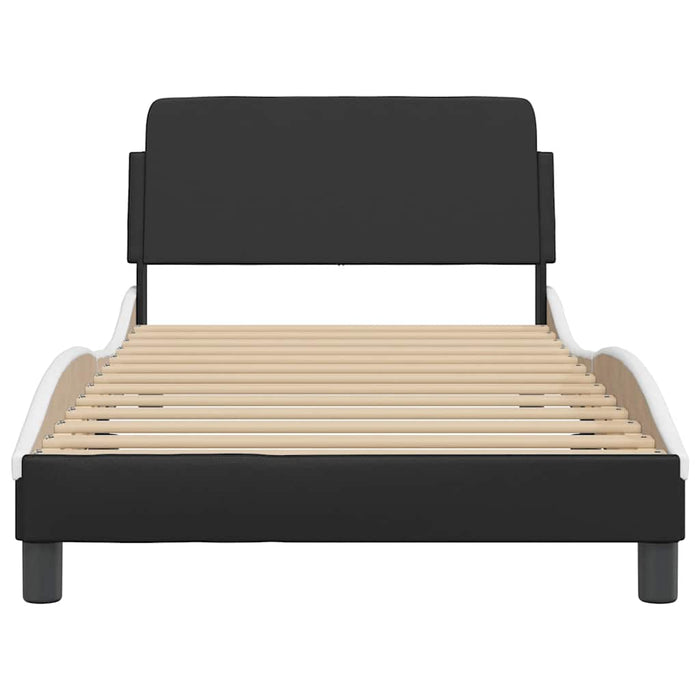 Cadru de pat Dover negru și alb 100x200cm piele artificială WALTI