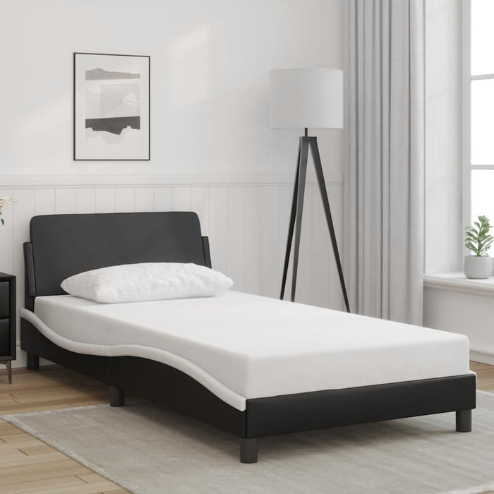 Cadru de pat Dover negru și alb 100x200cm piele artificială WALTI