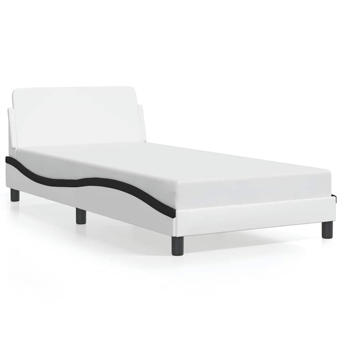 Cadru de pat Dover alb și negru 100x200cm piele artificială WALTI