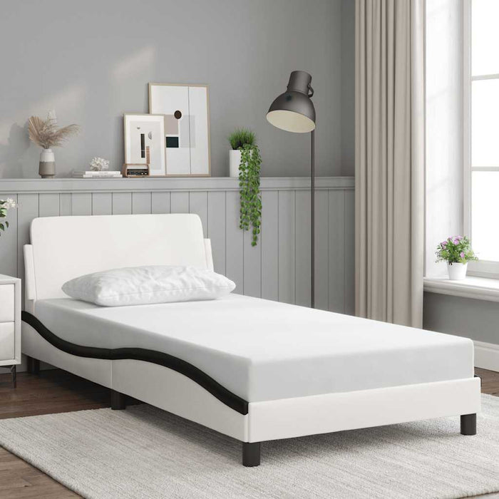 Cadru de pat Dover alb și negru 100x200cm piele artificială WALTI