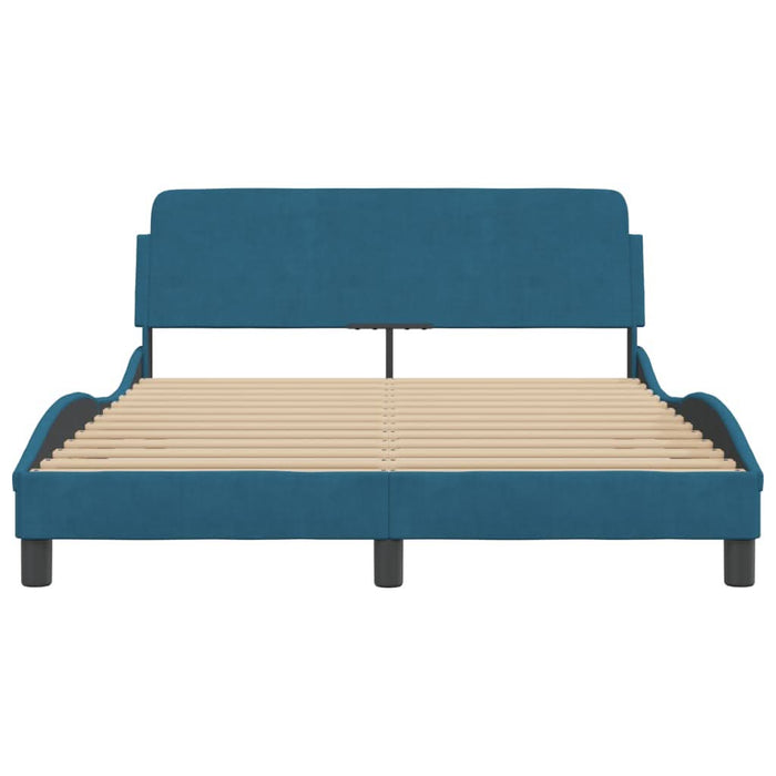 Cadru de pat cu tăblie, albastru, 120x200 cm, catifea - WALTI WALTI