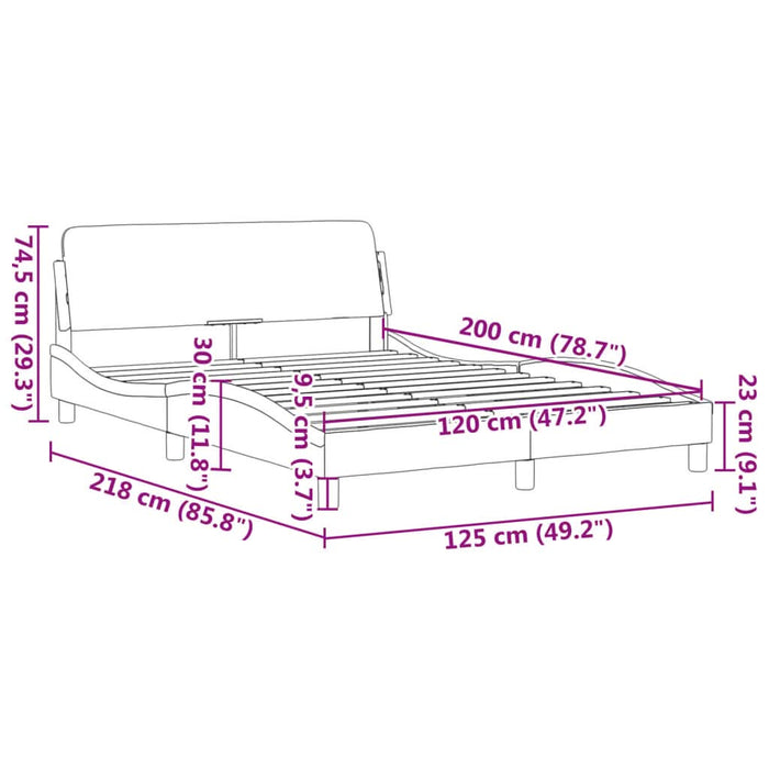 Cadru de pat cu tăblie, negru/alb, 120x200 cm, piele ecologică - WALTI WALTI