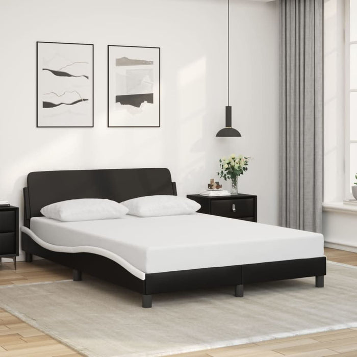 Cadru de pat cu tăblie, negru/alb, 120x200 cm, piele ecologică - WALTI WALTI