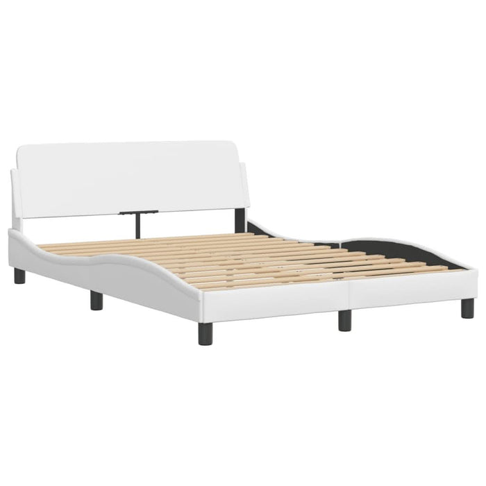 Cadru de pat cu tăblie, alb, 140x190 cm, piele ecologică - WALTI WALTI