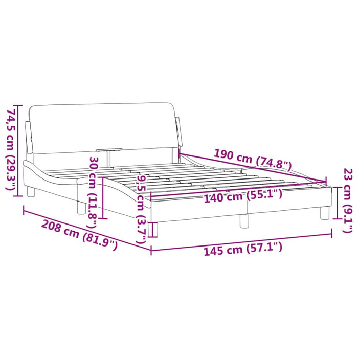 Cadru de pat cu tăblie, alb, 140x190 cm, piele ecologică - WALTI WALTI