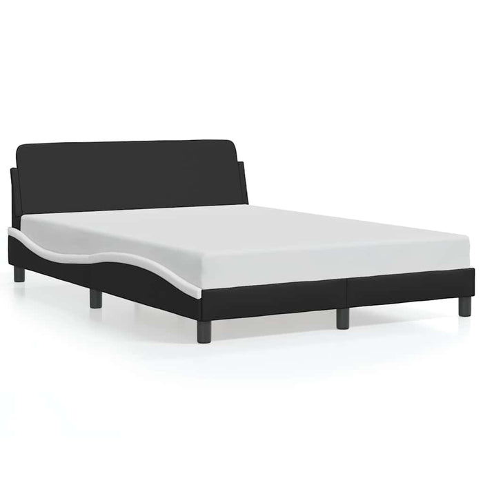 Cadru de pat, Dover, negru/alb, 140x200 cm, piele ecologică WALTI